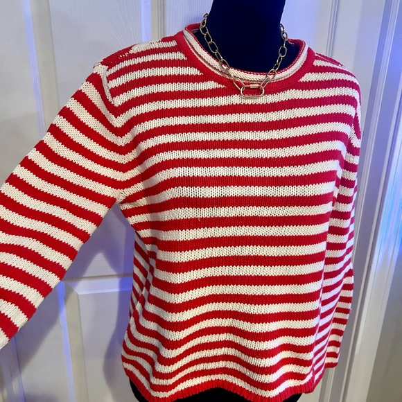 a new day Red and White Knit 100% Cotton Roll-Neck Sweater - Picture 3 of 6